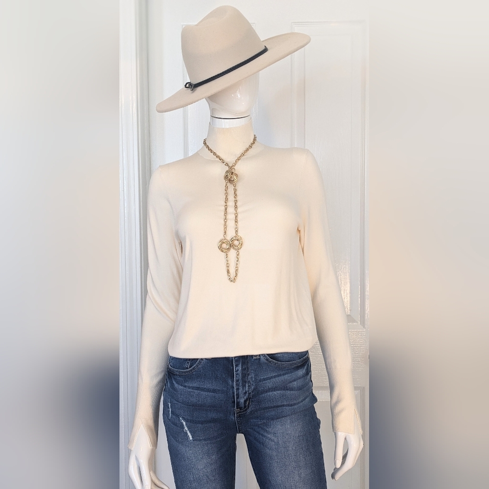 Zara High Neck Long Sleeve Creamy  Sweater  Medium
